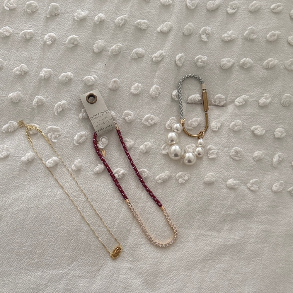 Anthro Bag Charm and Necklace and Kendra Scott Necklace